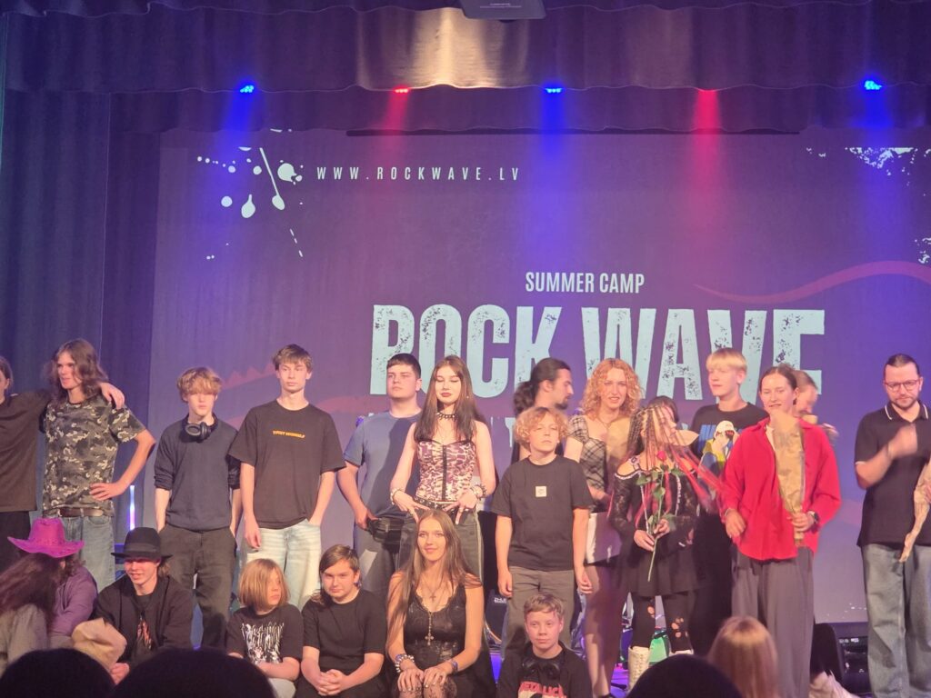 Teenagers from the Baltic Playback School performing at the Rock Wave rock concert in Latvia